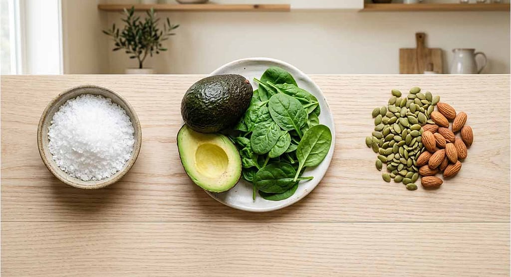 Keto electrolyte food sources for sodium, potassium and magnesium